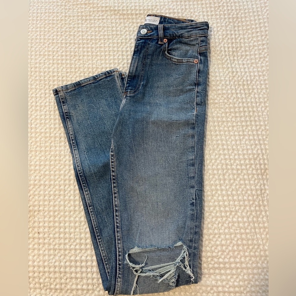 Zara high rise medium wash jeans
